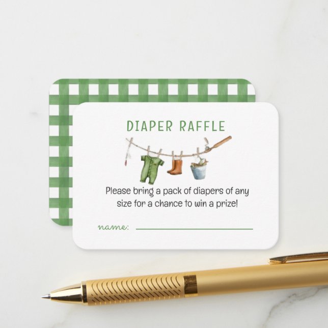 A Little Fisherman Baby Diaper Raffle Begleitkarte (Vorderseite/Rückseite Beispiel)