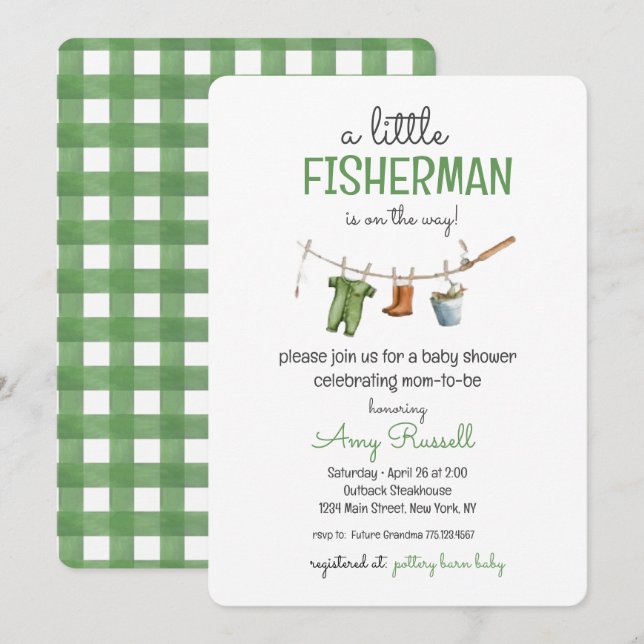 A Little Fisherman Baby Shower Invitation Einladung (Vorne/Hinten)