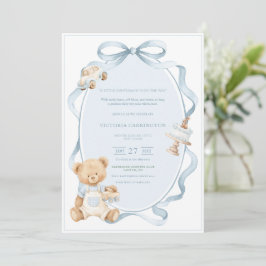 A Little Gentleman Blue Boy Bear Baby  Einladung