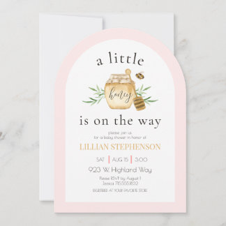 A Little Honey Is On The Way Pink Bee Baby Shower Einladung