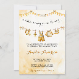 A little Honey On The Way Clothesline Baby Shower Einladung