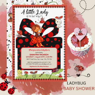 A Little Lady is on Her Way Polka Dot Invitation Einladung
