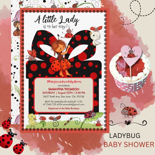 A Little Lady is on Her Way Polka Dot Invitation Einladung (A Little Lady is on Her Way Polka Dot Invitation)