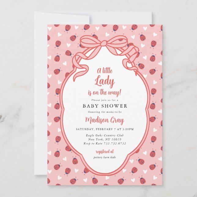 A Little Lady on the Way Baby Shower Invitation Einladung (Vorderseite)