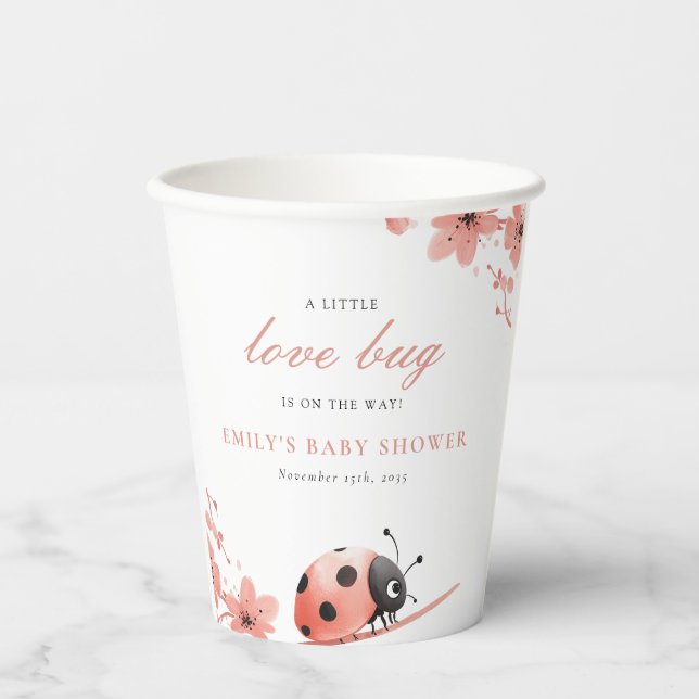 A Little Love Bug Is On The Way Baby Shower Pappbecher (Vorderseite)