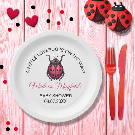 A Little Love Bug Is On The Way Ladybug Paper Plat Pappteller
