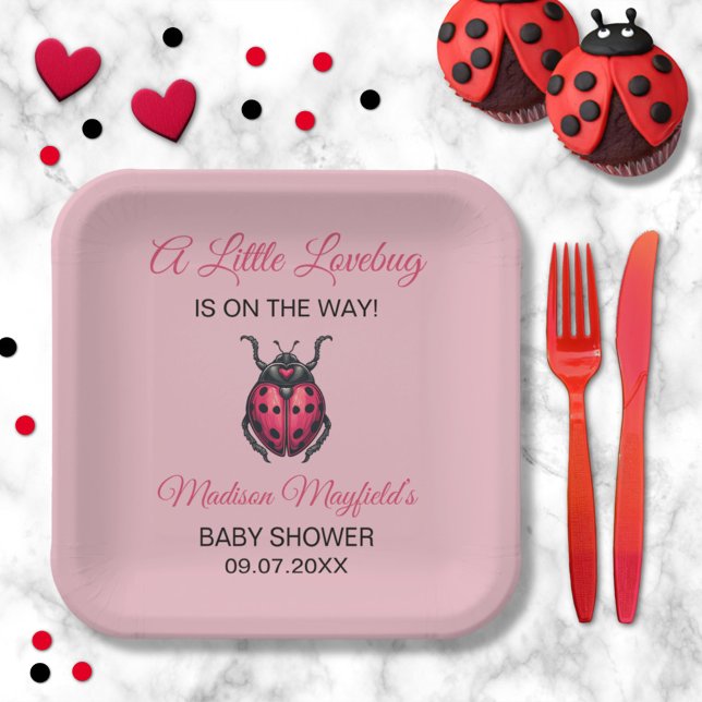 A Little Love Bug Is On The Way Ladybug Pappteller (Von Creator hochgeladen)