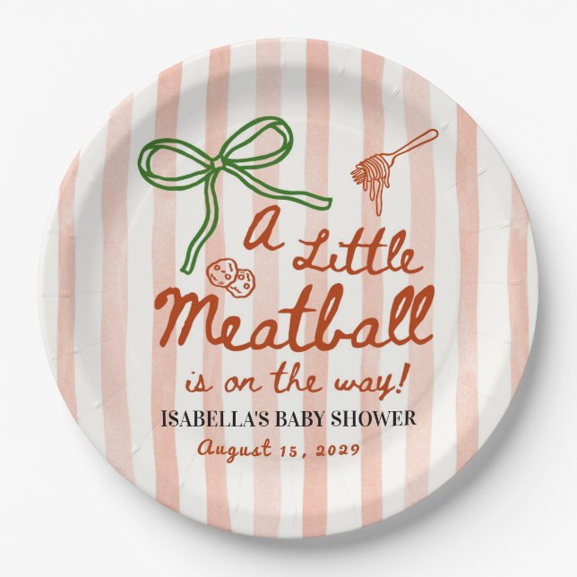A little meatball is on the way Green Bow Pappteller (Vorderseite)