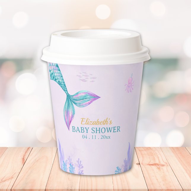 a Little Mermaid is on her way Girl Baby Shower Pappbecher (Von Creator hochgeladen)