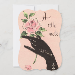 "A Little Note" Vintage Glissé main et Rose carte
