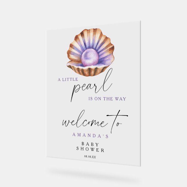 A little pearl - Welcome baby shower party Acrylschild (Winkel)