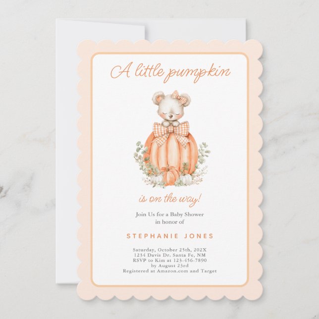 A Little Pumpkin Baby Shower girl Einladung (Vorderseite)