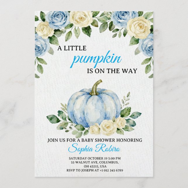 A Little Pumpkin” Baby Shower Invitation  (Devant)
