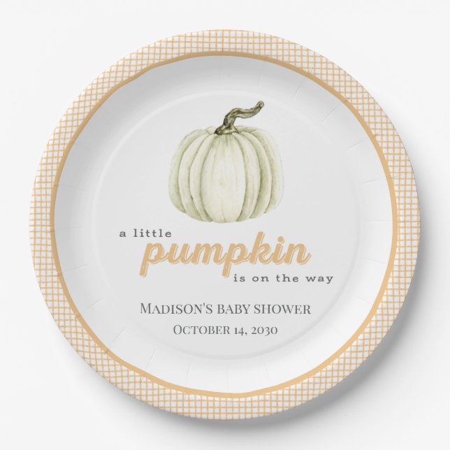 A Little Pumpkin Baby Shower Paper Plate Pappteller (Vorderseite)