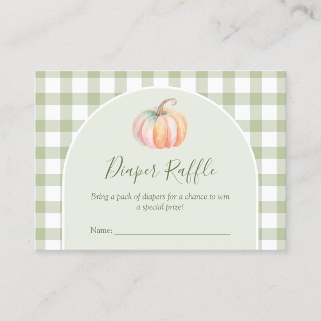 A Little Pumpkin Fall Baby Shower Diaper Raffle Begleitkarte (Vorderseite)