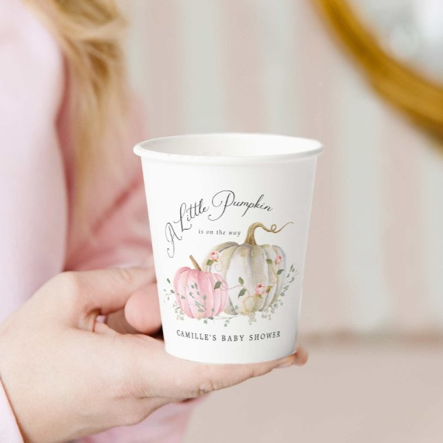 A Little Pumpkin Girl Baby Shower Pappbecher (A little pumpkin girl baby shower paper cups)