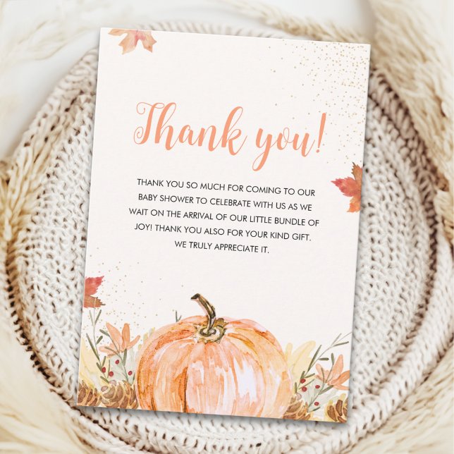 A Little Pumpkin Is on The Way, Fall Baby Shower Dankeskarte (Von Creator hochgeladen)