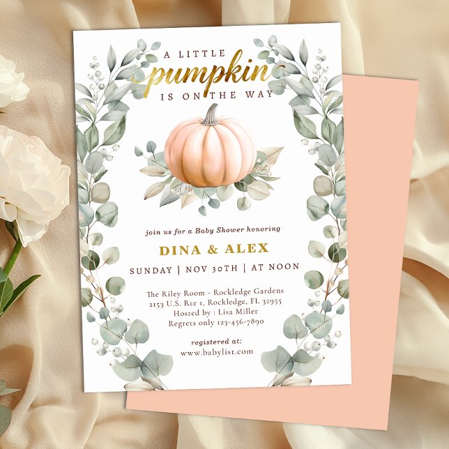 A Little Pumpkin Is on the Way Fall Baby Shower  Einladung (Little Pumpkin Baby Shower - Orange)