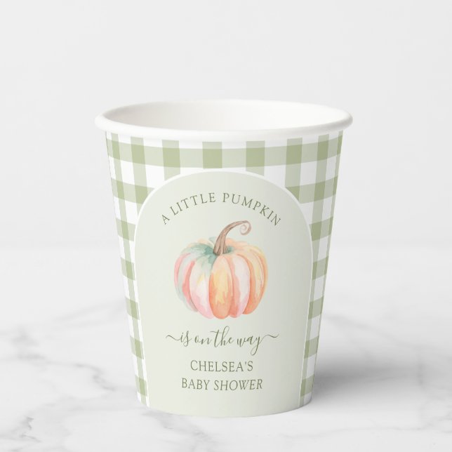 A Little Pumpkin is On The Way Fall Baby Shower Pappbecher (Vorderseite)