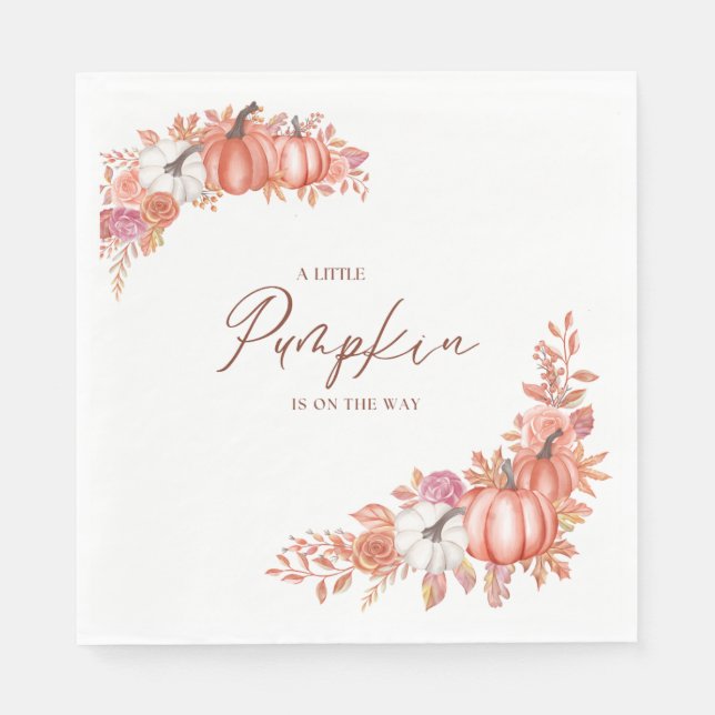 A Little Pumpkin Is On the Way Paper Napkin Serviette (Vorderseite)