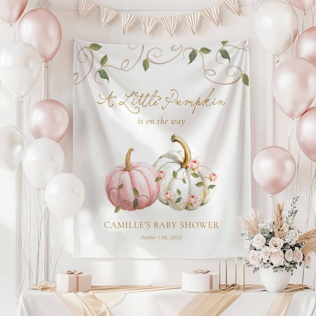 A Little Pumpkin Party Banner Wandteppich (A little Pumpkin Girl Baby Shower Backdrop)
