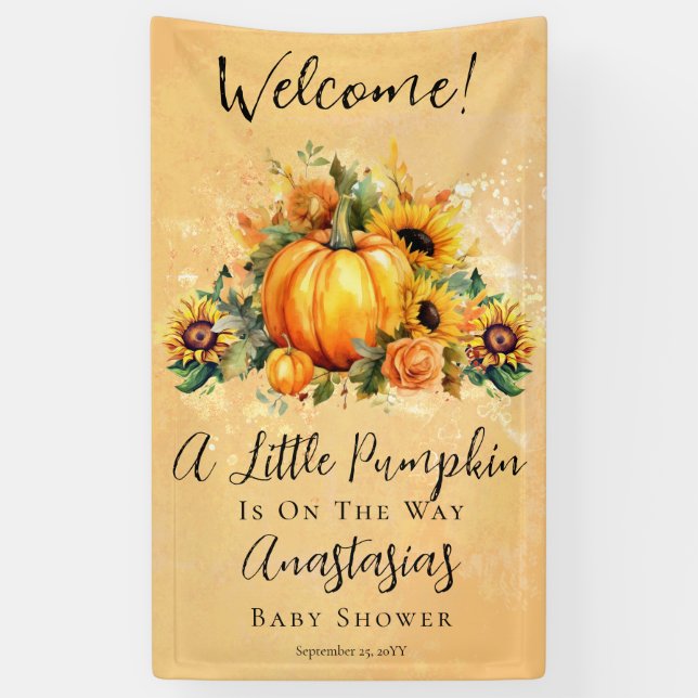 A Little Pumpkin | Sunflowers Fall Baby Shower Banner (Vertikal)