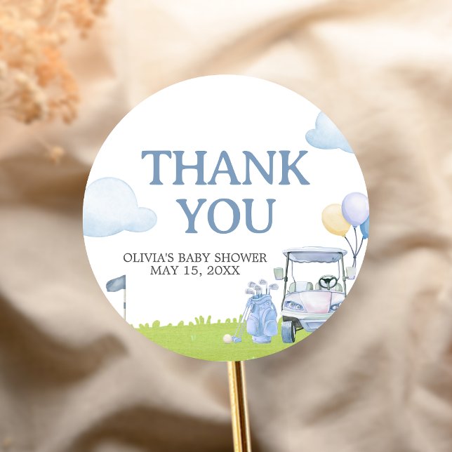 A Little Putter Golf Baby Shower Runder Aufkleber (Golf A Little Putter Baby Shower Sticker)