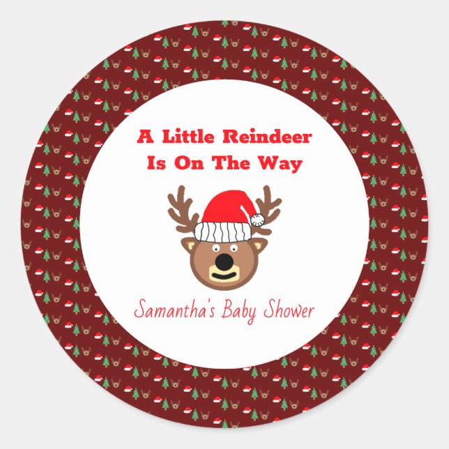 A Little Reindeer Is On The Way  Runder Aufkleber (Vorderseite)