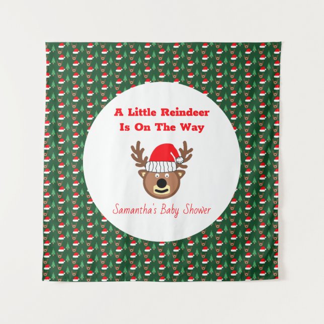 A Little Reindeer Is On The Way Wandteppich (Vorderseite)