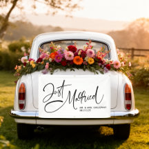 A Little Retro Just Married Car Banner
