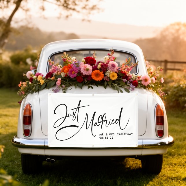 A Little Retro Just Married Car Banner (Von Creator hochgeladen)