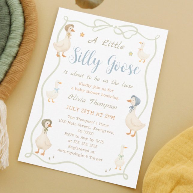 A Little Silly Goose Baby Shower Einladung (Von Creator hochgeladen)