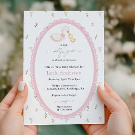 A Little Silly Goose Pink Girl Baby Shower Einladung