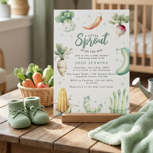 A Little Sprout Baby shower Invitation Einladung (Von Creator hochgeladen)