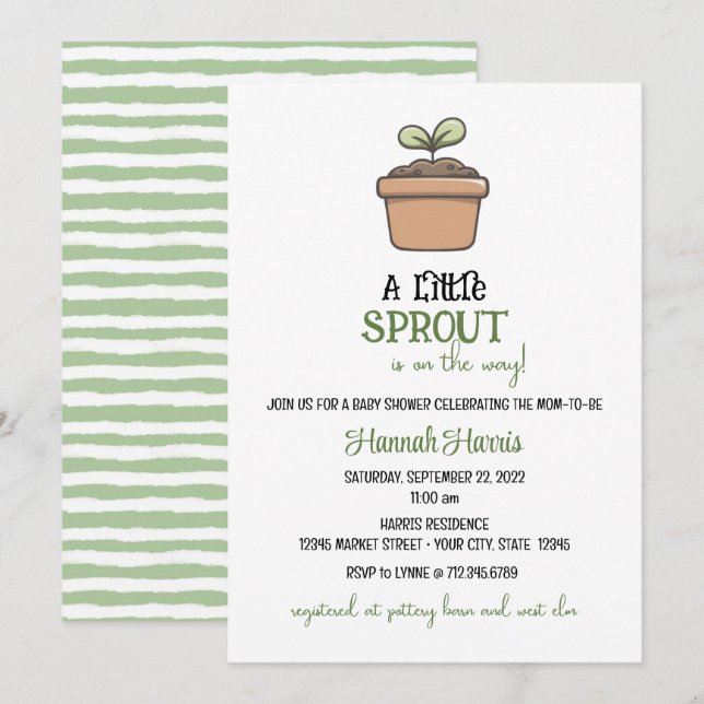 A Little Sprout on the Way Baby Shower Invitation (Devant / Derrière)