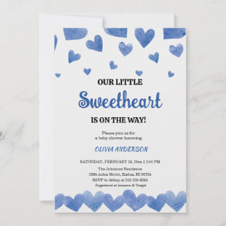 A Little Sweetheart Blue Valentine Baby Shower Einladung