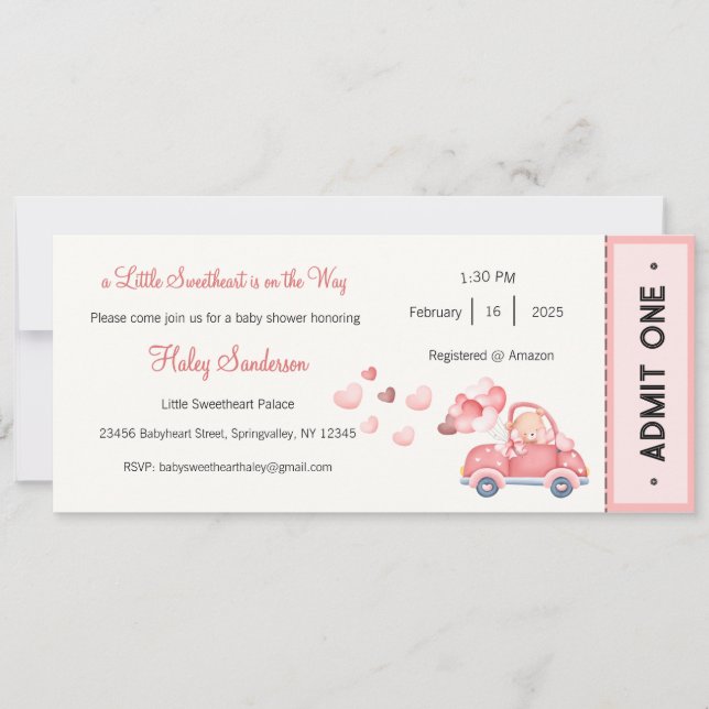 A Little Sweetheart is on the Way Invitation (Devant)