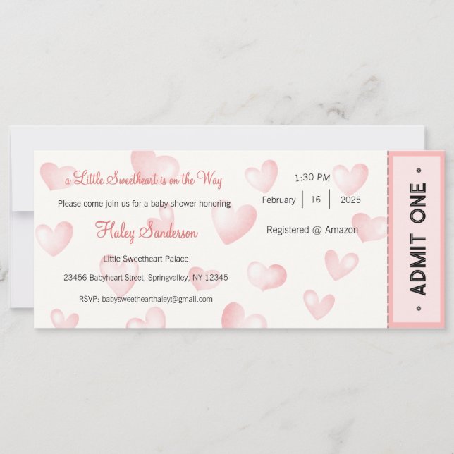 A Little Sweetheart is on the Way Invitation Einladung (Vorderseite)