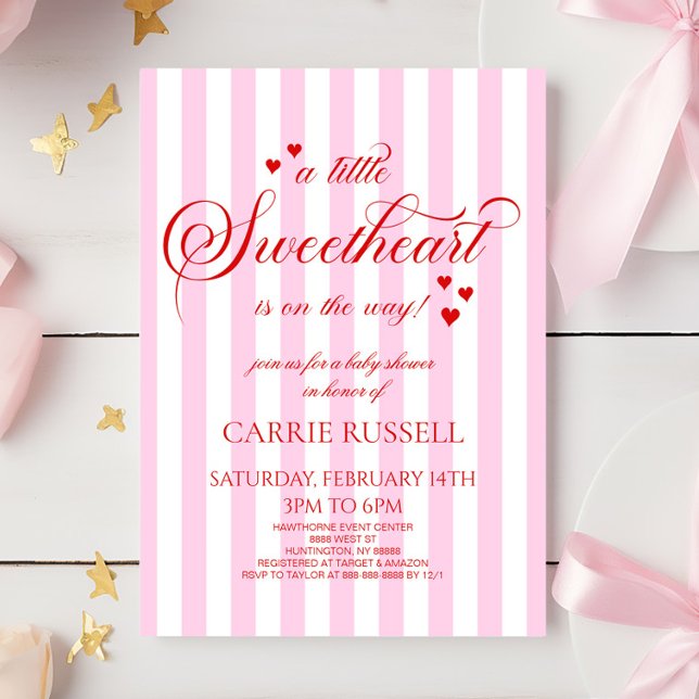 A Little Sweetheart Pink Red Hearts Baby Shower Einladung (Von Creator hochgeladen)
