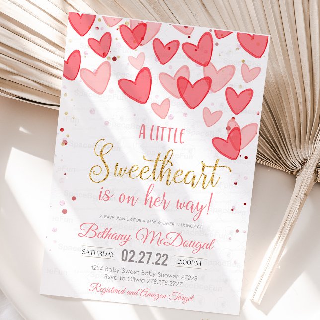 A Little Sweetheart Valentine Baby Is on her way  Einladung (a little sweetheart is on the way, baby shower,valentine baby shower invitations,a little cutie is o)
