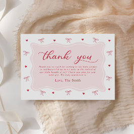 A Little Sweetheart Valentine Bow Baby Shower Dankeskarte