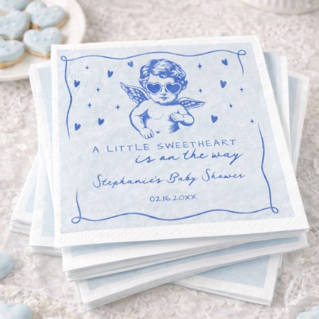 A Little Sweetheart Valentines Boy Baby Shower Serviette (Von Creator hochgeladen)