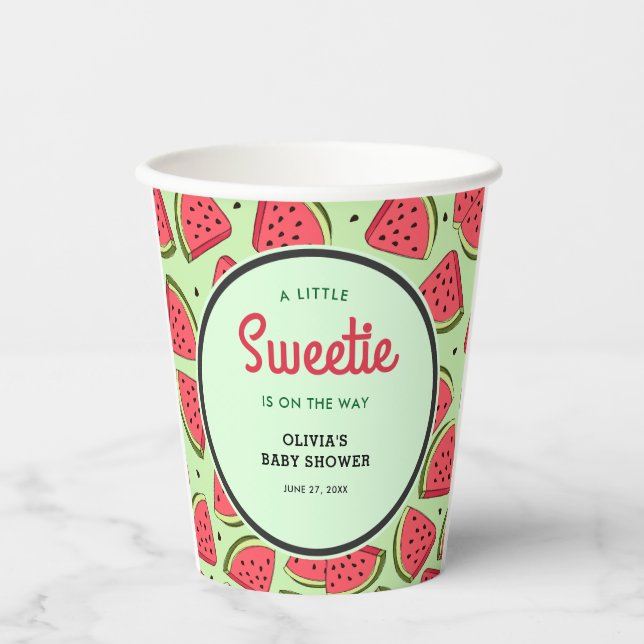 A Little Sweetie Summer Watermelon Baby Shower  Pappbecher (Vorderseite)