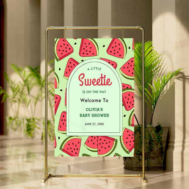 A Little Sweetie Watermelon Baby Shower Welcome  Poster (A Little Sweetie Watermelon Baby Shower Welcome Sign )