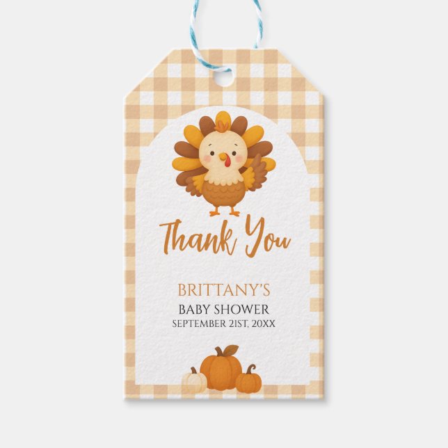 A Little Turkey Baby Shower Thanksgiving Geschenkanhänger (Vorderseite)