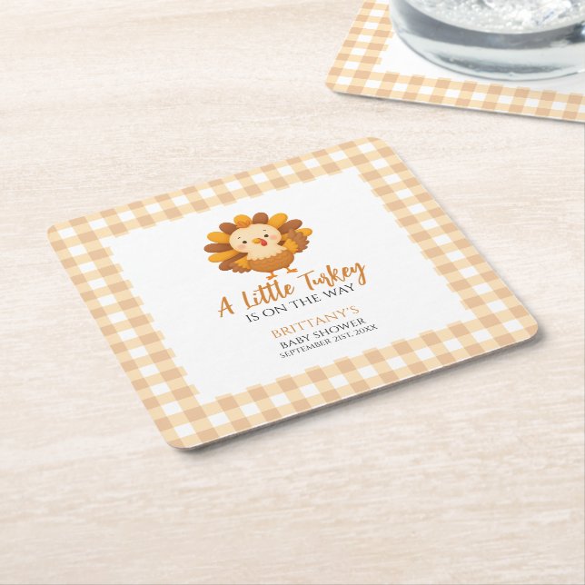 A Little Turkey Fall Baby Shower Thanksgiving Rechteckiger Pappuntersetzer (angewinkelt)