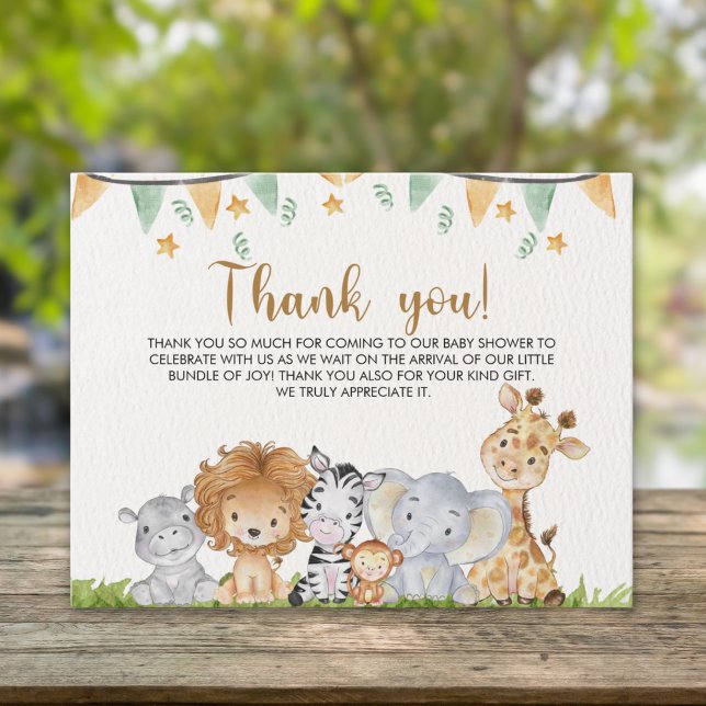 A Little Wild One Safari Animals Baby Shower Dankeskarte (Von Creator hochgeladen)