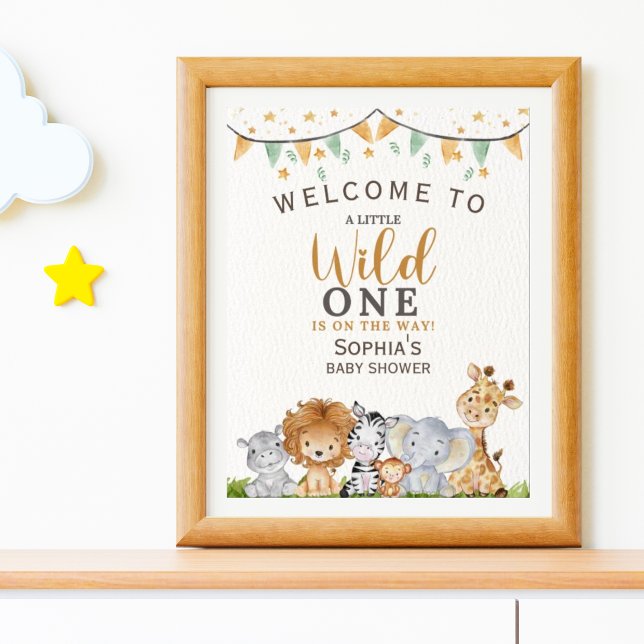 A Little Wild One Safari Animals Baby Shower Poster (Von Creator hochgeladen)
