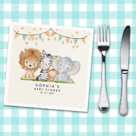 A Little Wild One Safari Animals Baby Shower Serviette