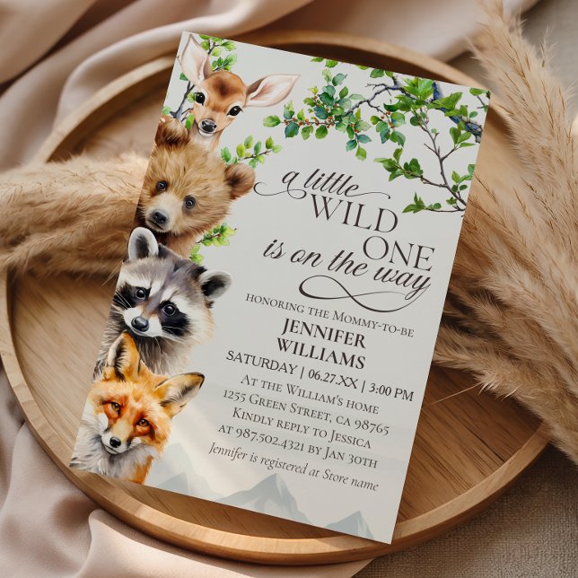 A Little Wild One Woodland Animals Baby Shower Einladung (Von Creator hochgeladen)